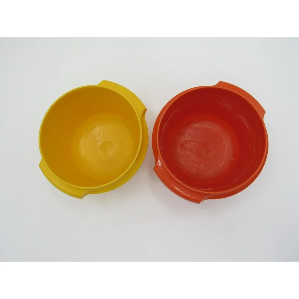 Tupperware Servalier 886 Orange Yellow Harvest Bowls Vintage 70s Retro Soup Cup
